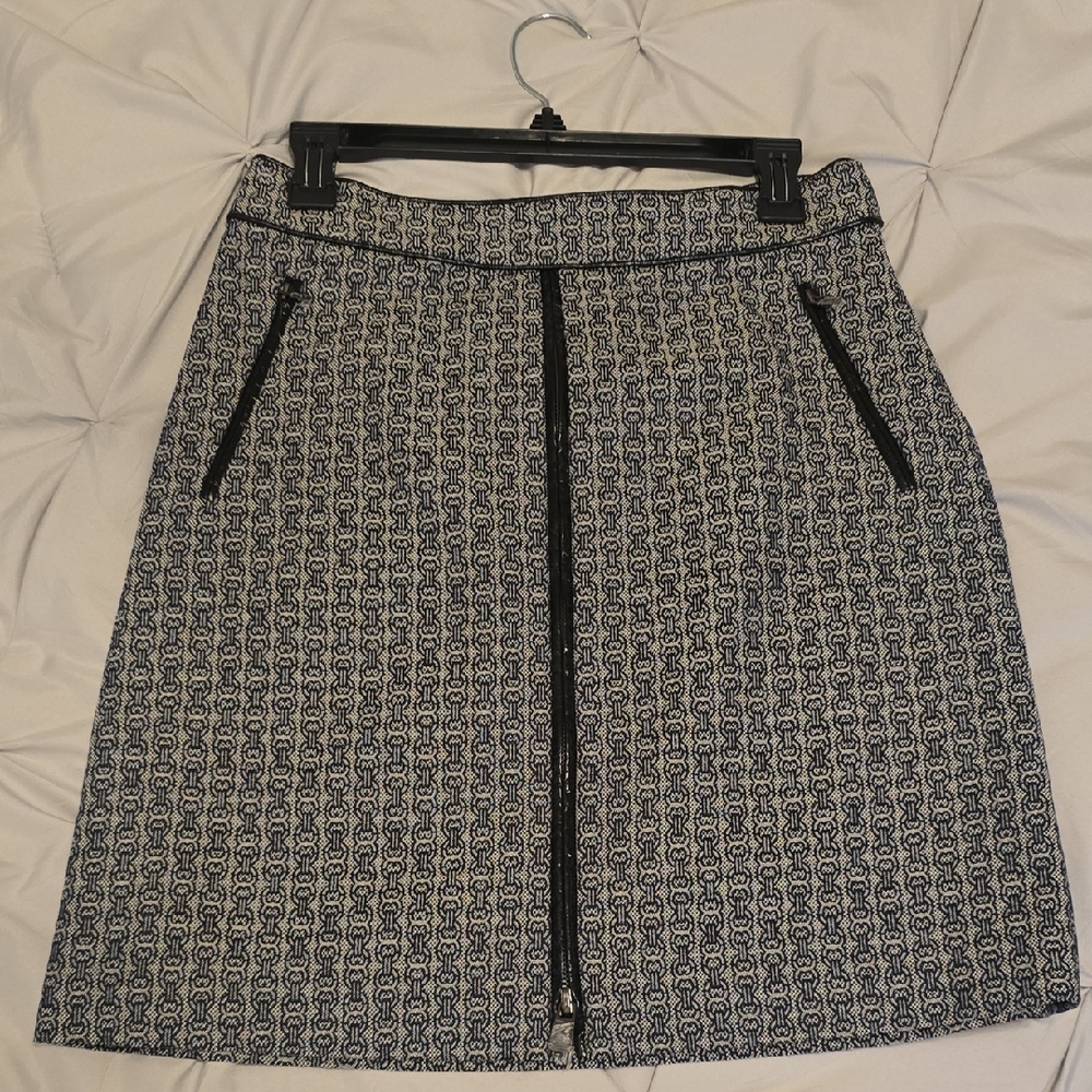 Tory Burch Black and White A-line Mini Skirt